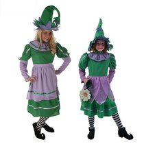 Purple dress wizard of Oz costume stage performance COS adult children elves green skirt clothing parent-child dress women