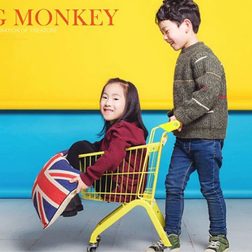 Реквизит для фотографии, детская корзина для покупок, двухэтажная розовая тележка