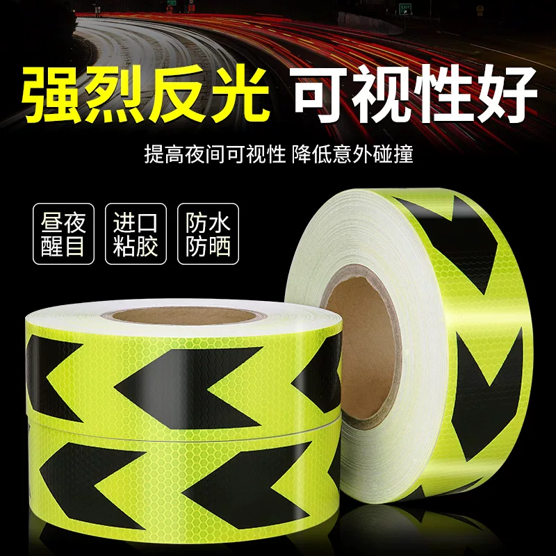 Black and yellow retroreflective safe sticker