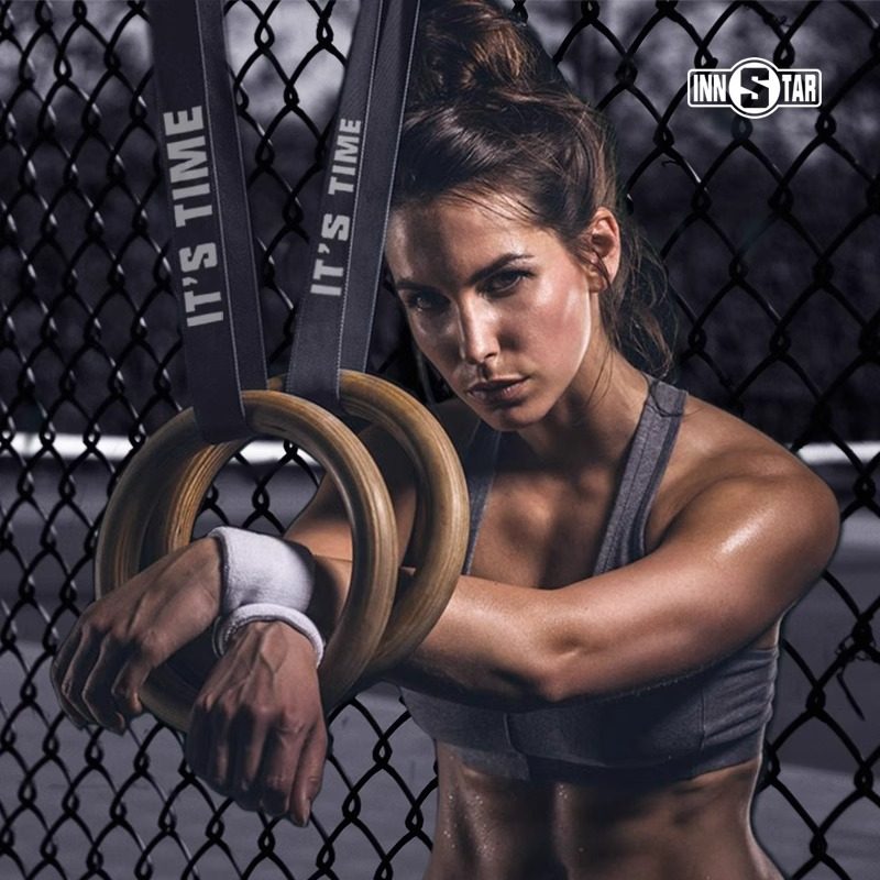 吊り輪、大人と子供のための体操トレーニング、懸垂、屋内家庭用フィットネス機器、水平バー牽引、白樺材