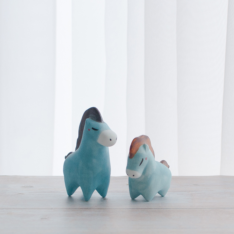 Creative Artisanal Ceramics Cute Little Horse Home Swing Accessories Book Desktop Duozodiac Adornment Lovers Gift Pair