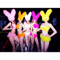 Bar Nightclub KTV Ds Play Out DJ Dance Team GOGO Plush Fur Rabbit Ears Mask Rabbit Girl Play Out