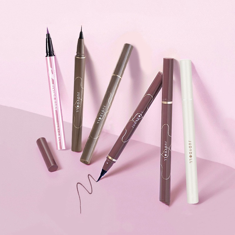 JudydoLL orange eye line liquid pen waterproof horizontal silkworm pen extremely fine speed dry lasting without fainting new hand student brown-Taobao