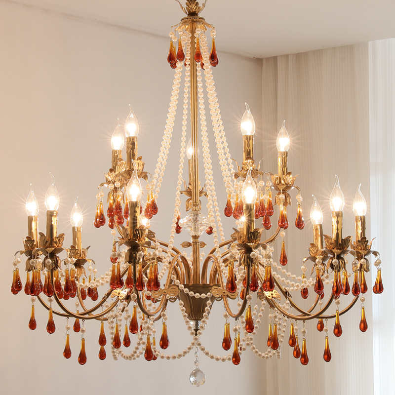 French-Style Villa Living Room Crystal Chandelier, Light Luxury and Elegant Hotel Restaurant Lighting, American-Style Master Bedroom Lighting