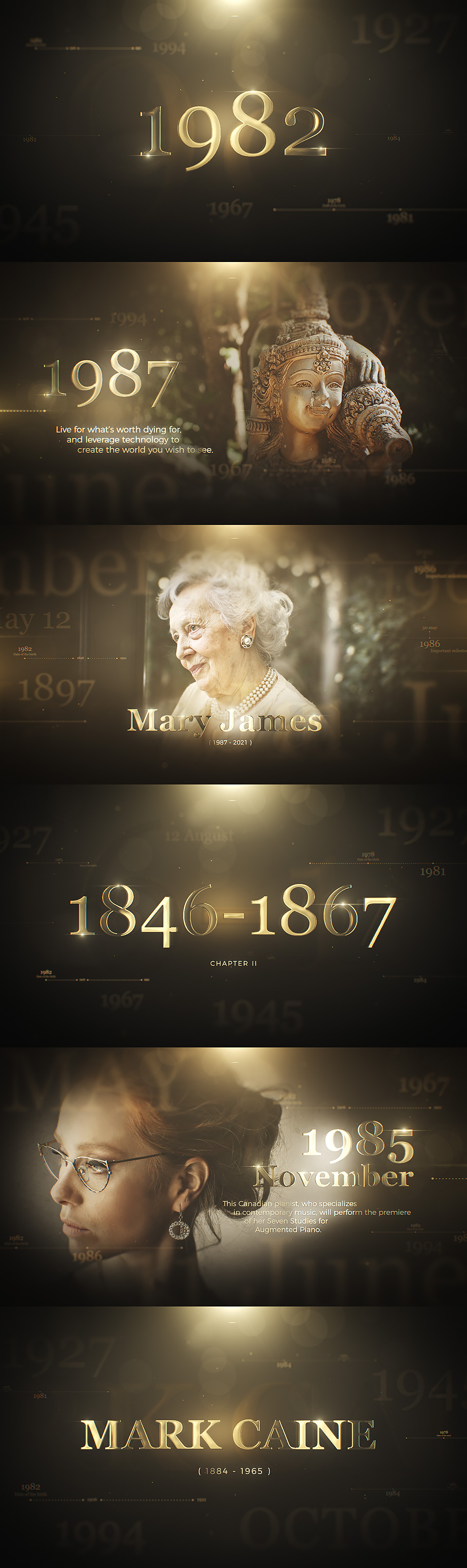 AE模板|金色复古历史纪录片时间线介绍宣传片头 Golden History Documentary Timeline