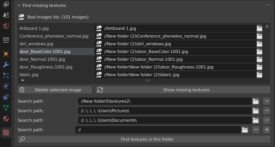 Blender插件|查找丢失纹理工具 Find Missing Textures v3.5