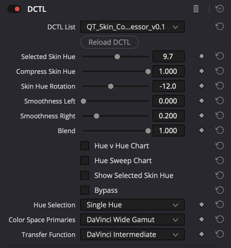 达芬奇电影级完美皮肤色调/色相压缩混合调整DCTL节点预设 Qazi’s Toolkit – QT Skin Juice Mixer 1.1