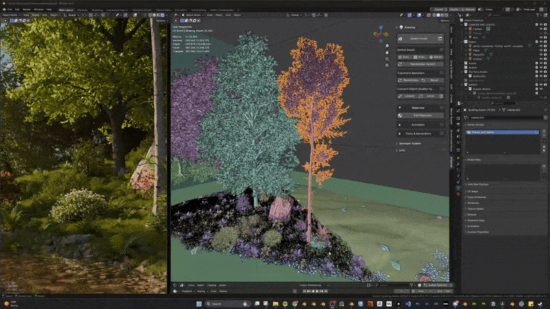 Blender自然环境资产工具库插件 Arborea v1.03 Pro EditMaterials2-ezgif.com-optimize.gif