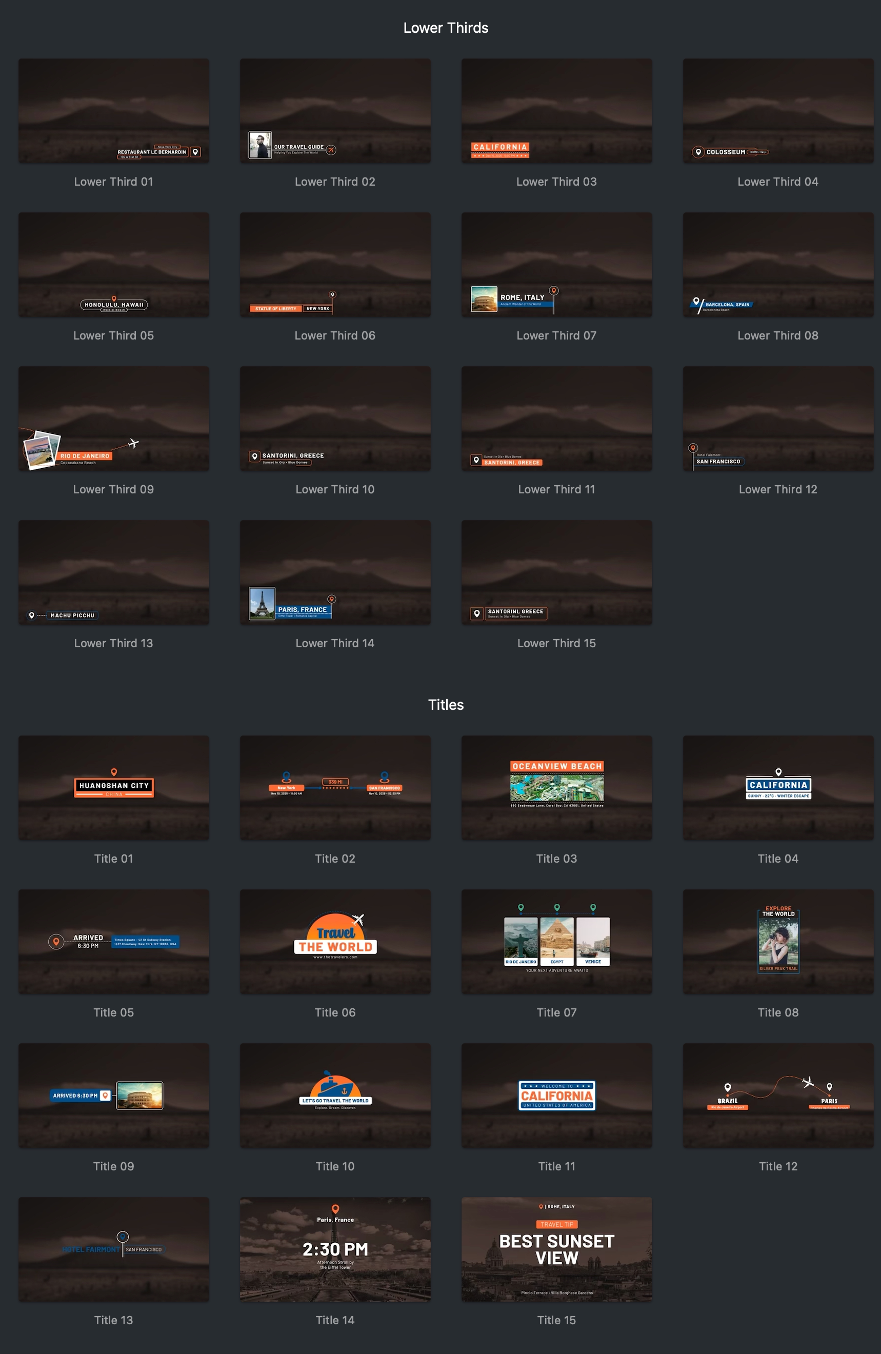 中英双语-FCPX插件|30个旅行Vlog文字标题动画预设 Globe Titles