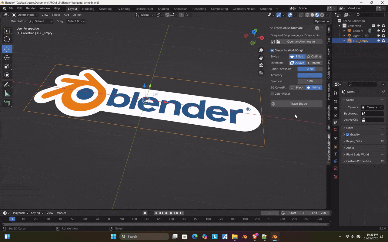 Blender图片转三维模型插件 Tracegenius Ultimate 1.7 – The Next-Gen Tracing Addon For Blender bandicam2025-11-2122-29-53-090-ezgif.com-optimize.gif