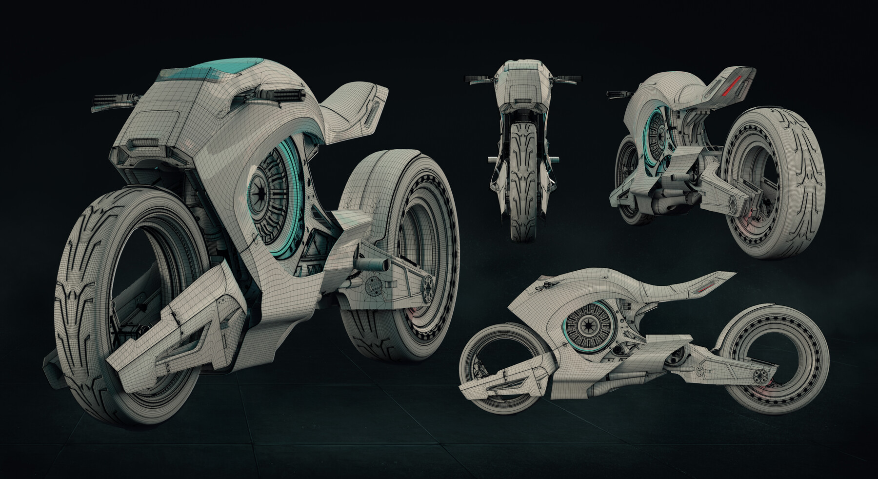 Blender赛博朋克科幻摩托车3D模型 ArtStation Cyberbike