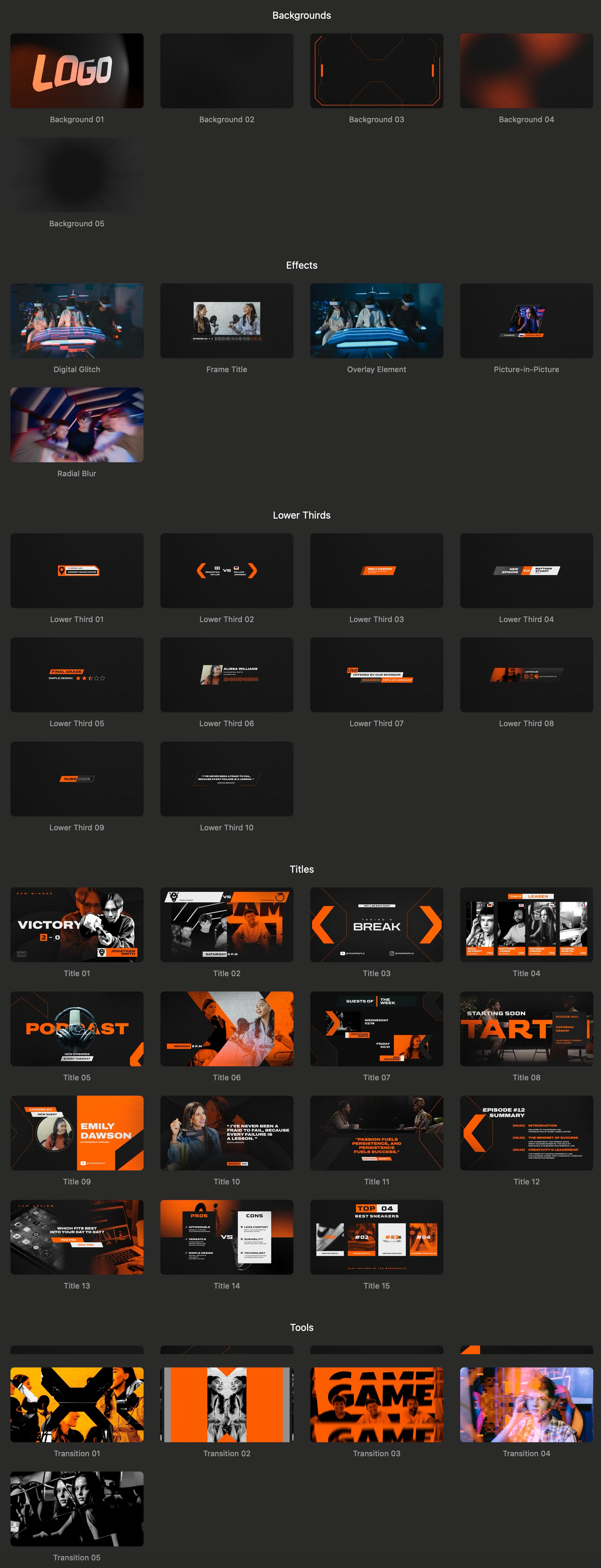 中英双语-FCPX插件|50组社交媒体直播视频宣传包装工具包 Streamer Tools