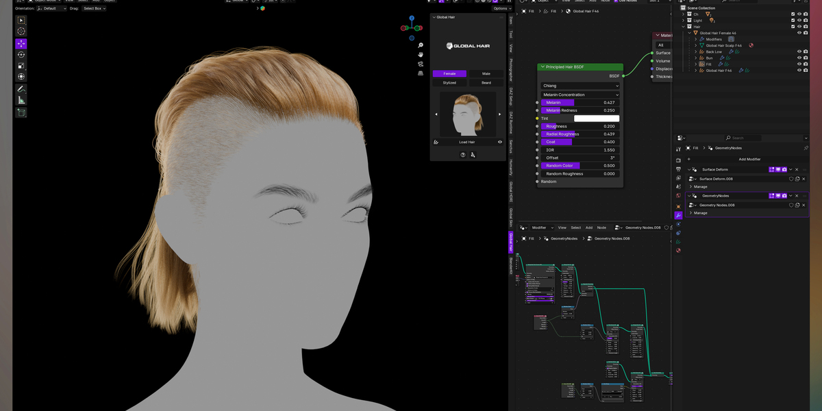 Blender角色发型头发资产插件 Globalhair V1.0.0 – For Any Character – Hair Library image_processing20251113-2-3i5keq.jpg