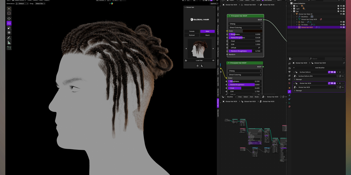 Blender角色发型头发资产插件 Globalhair V1.0.0 – For Any Character – Hair Library image_processing20251113-2-i7ez0o.jpg