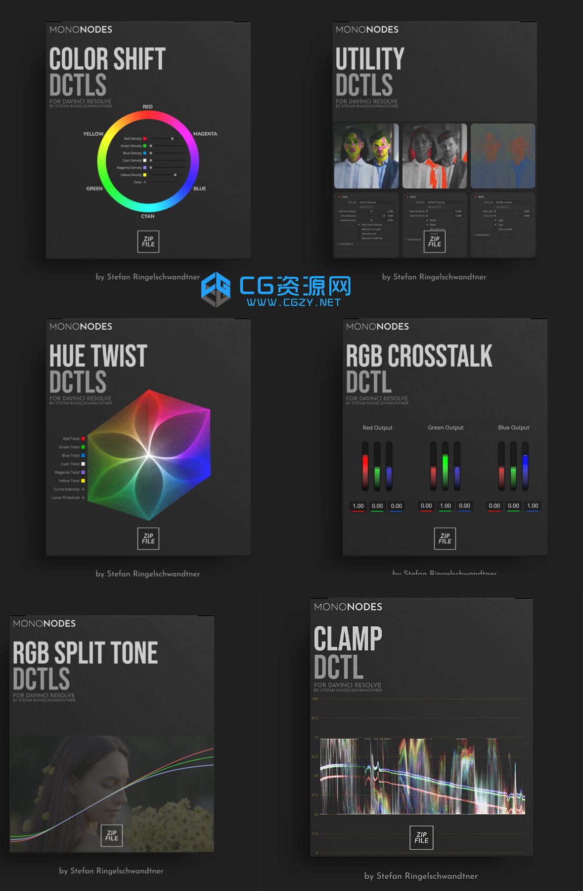 达芬奇插件|电影质感视频调色插件DCTL节点预设 Mononodes – Color Shift DCTLS 2.2 /Utility DCTL/Hue Twist/RGB Crosstalk/RGB Split/Clamp 正式版6套合集