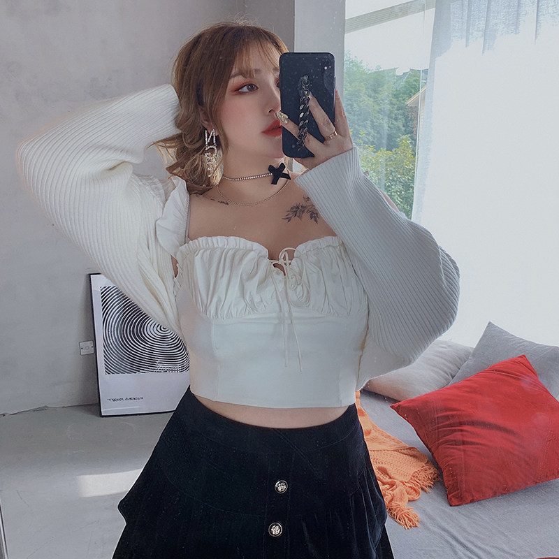 Xi Tong'er large size women's fat mm burst milk small wood ear white sexy camisole age reduction foreign school undershirt