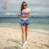 Áo tắm ba lỗ lớn thời trang nữ xẻ ngắn tay áo ngắn che bụng áo tắm Slim hot suối xuân nghỉ dưỡng cao cấp - Bộ đồ bơi hai mảnh hình ảnh áo tắm 2 mảnh Bộ đồ bơi hai mảnh