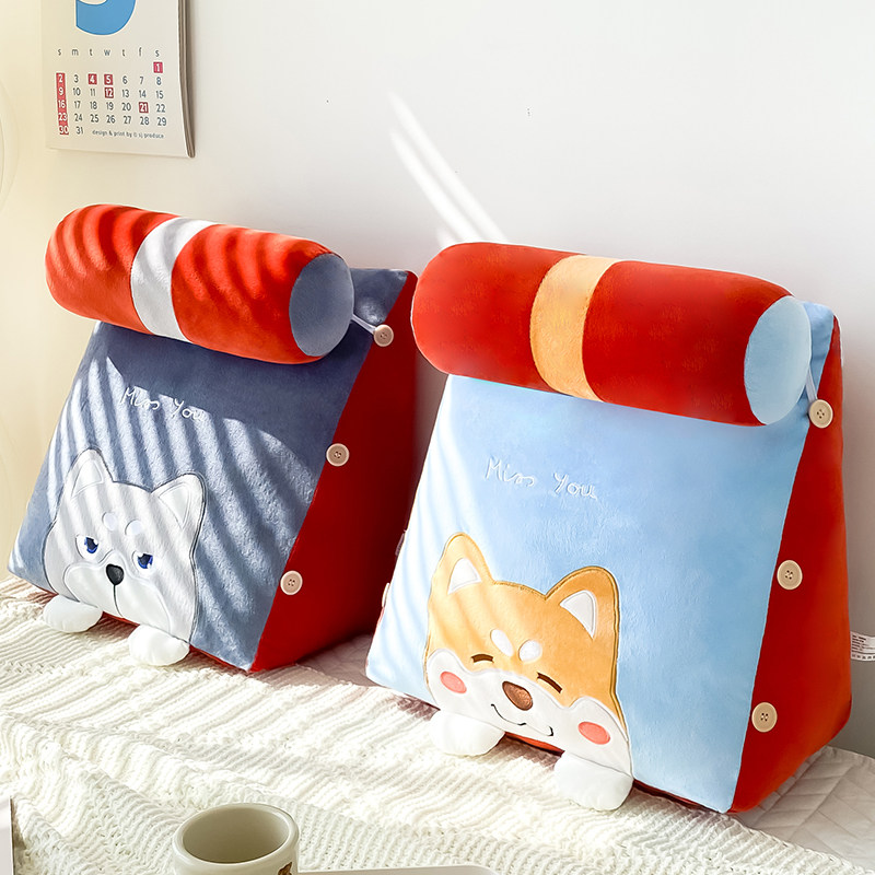 Cartoon couple style bedside cushion pillow girls sleeping pillow bed super soft triangle pillow backrest removable and washable