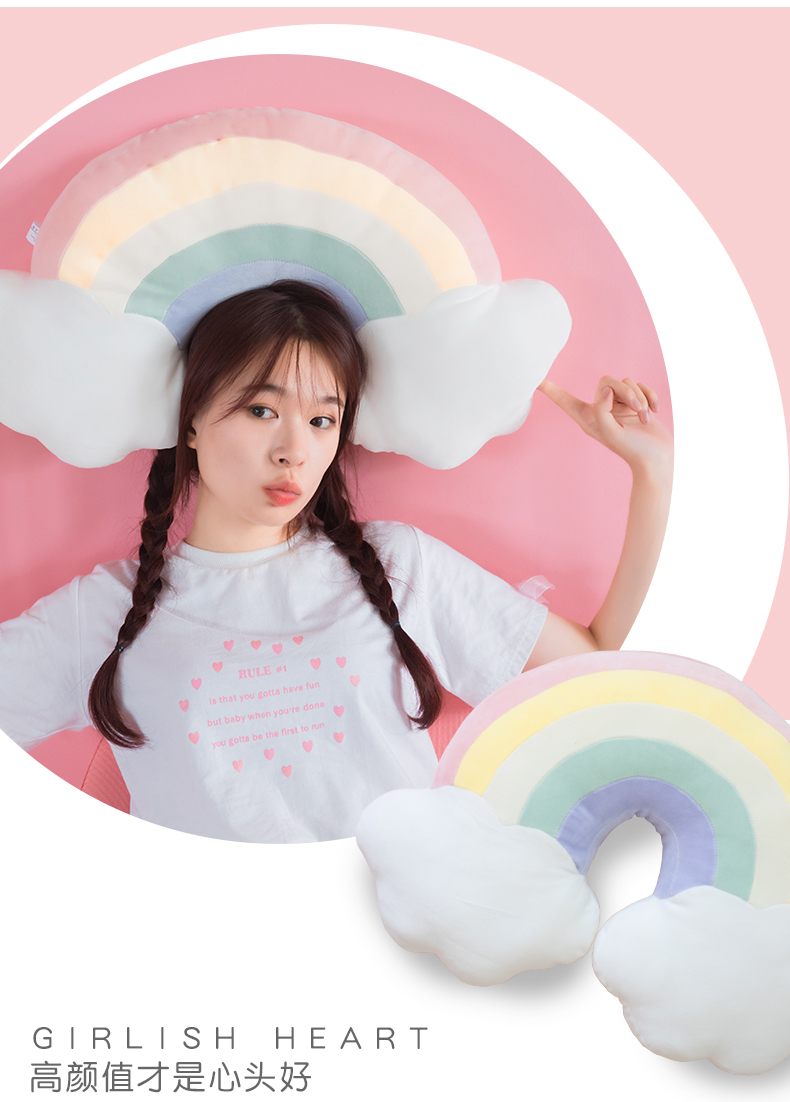 Dễ thương sao sao gối lưới đỏ đầu giường cầu vồng đệm gối lớn trở lại cô gái trái tim nổi cửa sổ nhỏ gối gối và chăn 2 trong 1