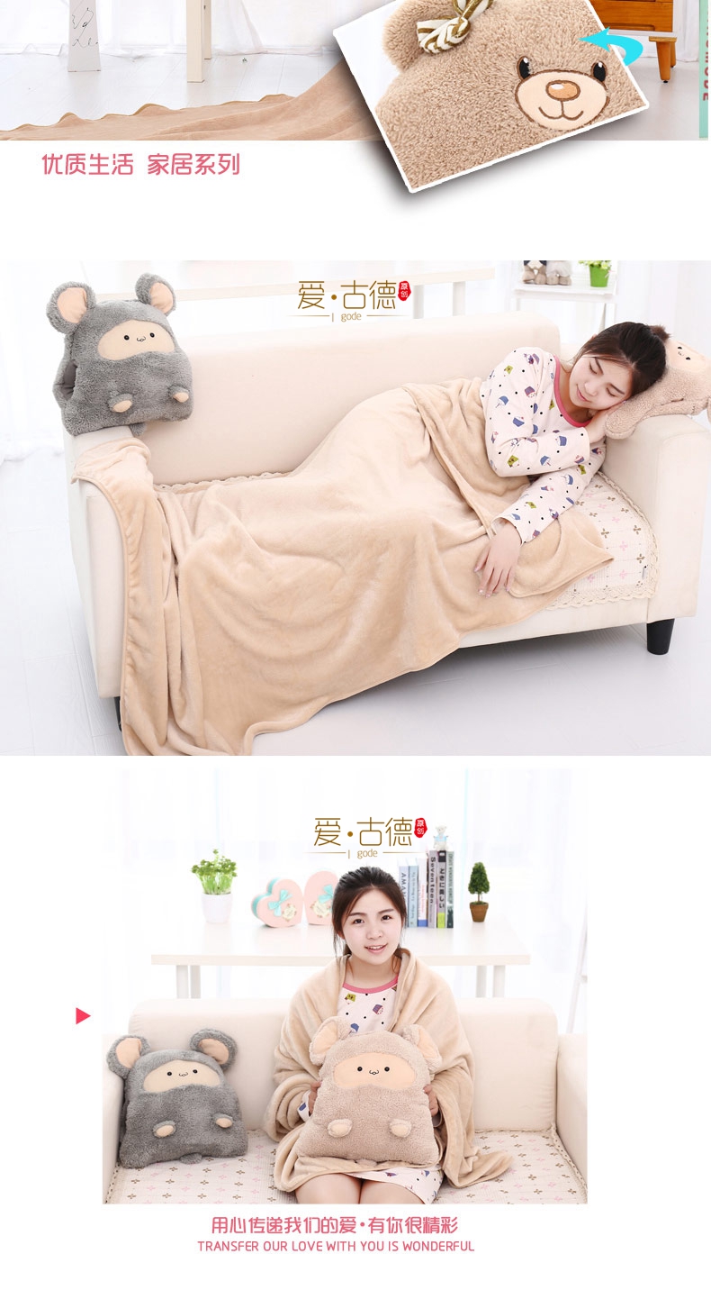 Phim hoạt hình ngủ trưa gối chăn xe gối chăn kép sử dụng đệm là điều hòa lớn gối đệm chăn gối 2 trong 1