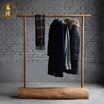 Solid wood floor hanger Old elm coat rack Bedroom hanger Household clothes rack New Chinese storage rack
