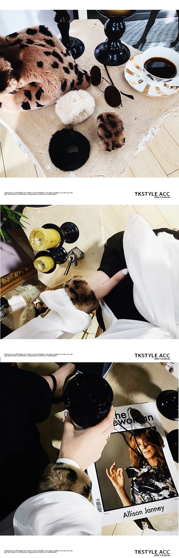 TKSTYLEACC 2018 thu đông mềm mại khí chất tóc beo in hình vòng tay thiết kế hốc mắt lưới nữ màu đỏ vòng đeo tay phong thủy