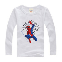 123 years old boy white long sleeve T-shirt 568912 years old boy Cotton Spring Autumn black red round neck base shirt