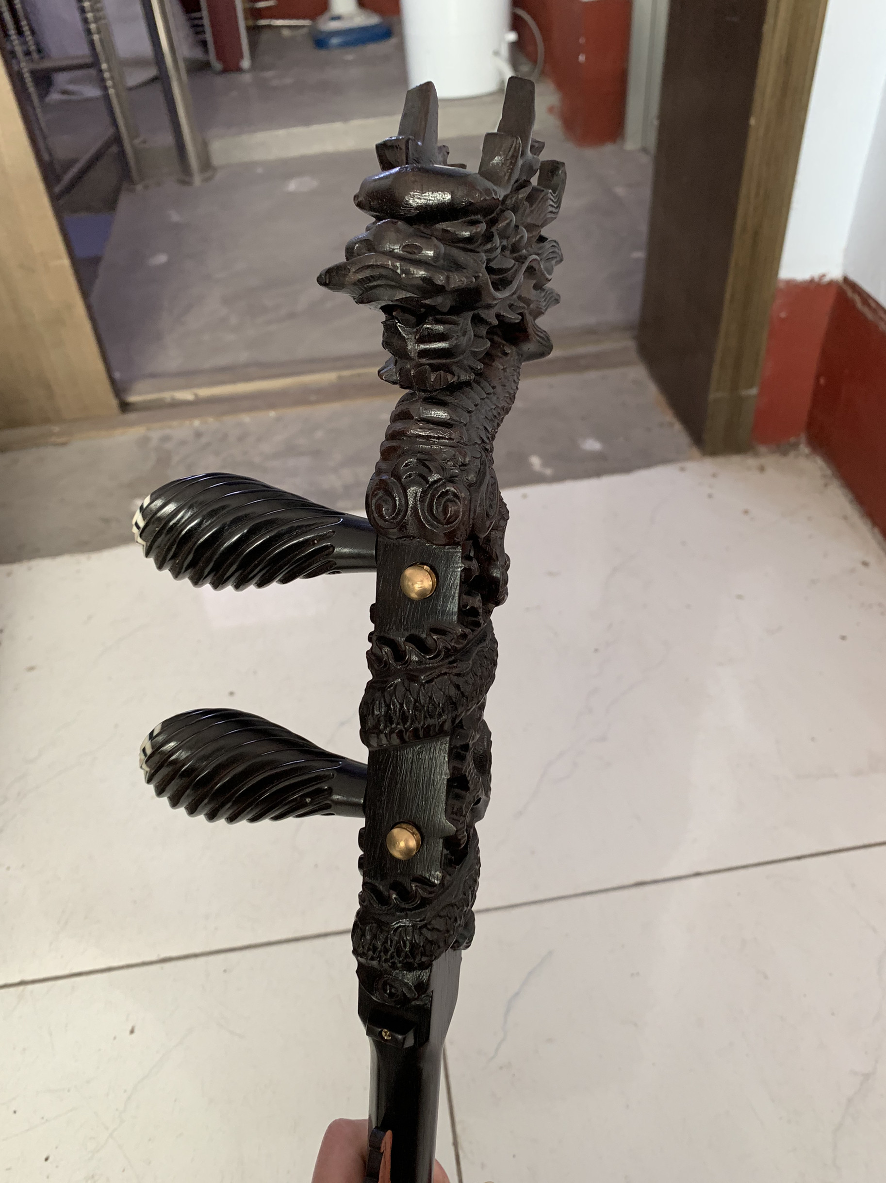 Special Price Black Sandalwood Big Dragon Head Yu Pole Professional Yu Drama Board Hupole Plate Hut Accessories