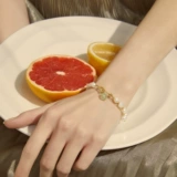 Натуральный браслет, морской кварц из жемчуга из натурального камня, ювелирное украшение, стиль, золото 14 карат