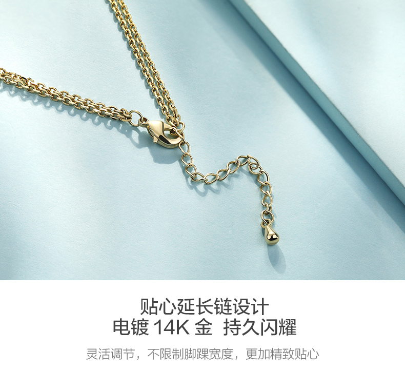 Phong cách tĩnh với các yếu tố Swarovski pha lê vòng chân nữ mạ vàng 14K cá tính phụ kiện dây chuyền mắt cá chân - Vòng chân lắc chân nữ bạc ta