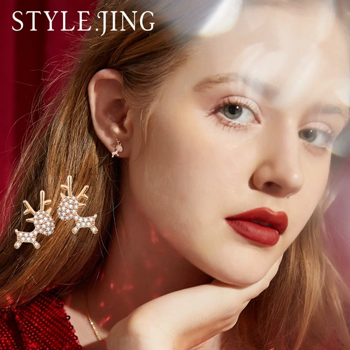 Модные серьги, маленькие золотые рождественские клипсы, серебро 925 пробы, 14 карат, розовое золото