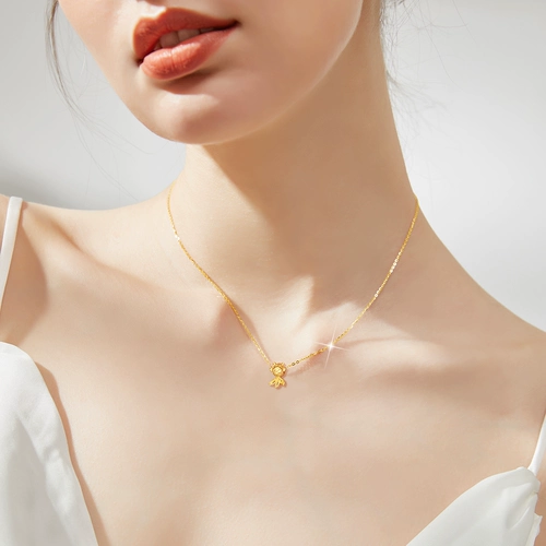 Ожерелье, цепочка до ключиц, золотая подвеска, стиль, серебро 925 пробы, золото 750 пробы