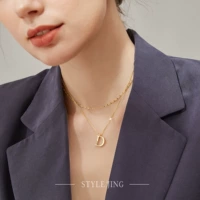 Модное ожерелье, элегантная цепочка до ключиц с буквами, стиль, золото 14 карат