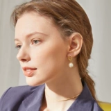 Серьги, элегантные искусственные модные бамбуковые клипсы из жемчуга с буквами, стиль, серебро 925 пробы, золото 14 карат
