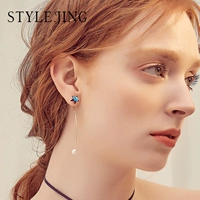 Swarovski, асимметричные серьги с кварцем, стиль