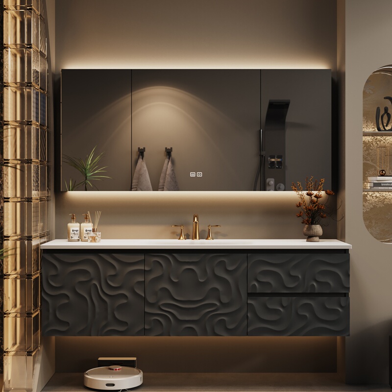 Nordic Style Belgian Oak Bathroom Cabinet Set, Bathroom Sink Cabinet, French Retro