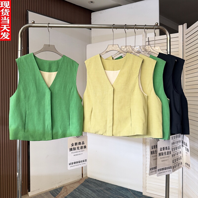 Mona Zhang Sen Breathable Tencel Linen Vest/Short Loose-Fit Vest for Women Summer Refreshing and Breathable Qixian Mona Zhang Sen Breathable Tencel Linen Vest/Short Loose-Fit Vest for Women Summer Refreshing and Breathable Qixian