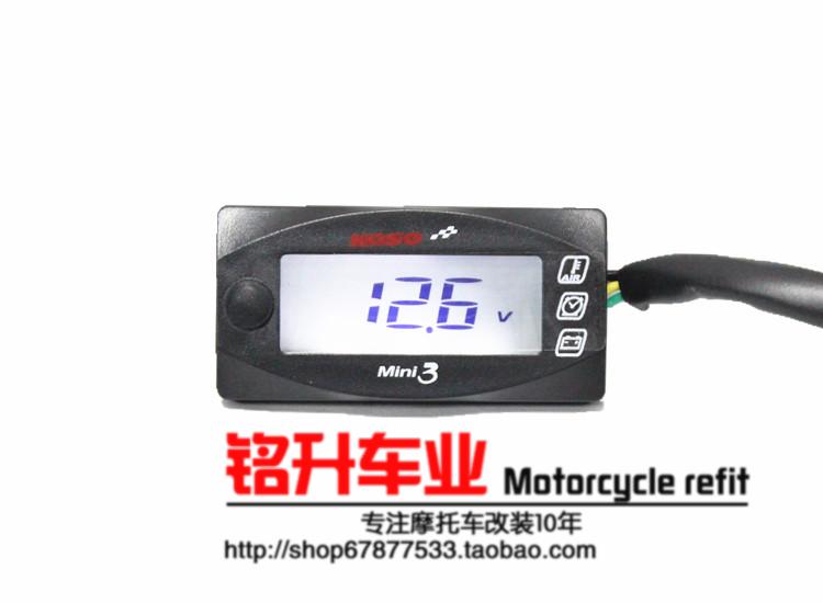 Đài Loan KOSO mini MINI 3 mã bảng thời gian điện áp nhiệt độ phòng ba trong một dụng cụ siêu mỏng sửa đổi - Power Meter đồng hồ điện tử gắn xe máy