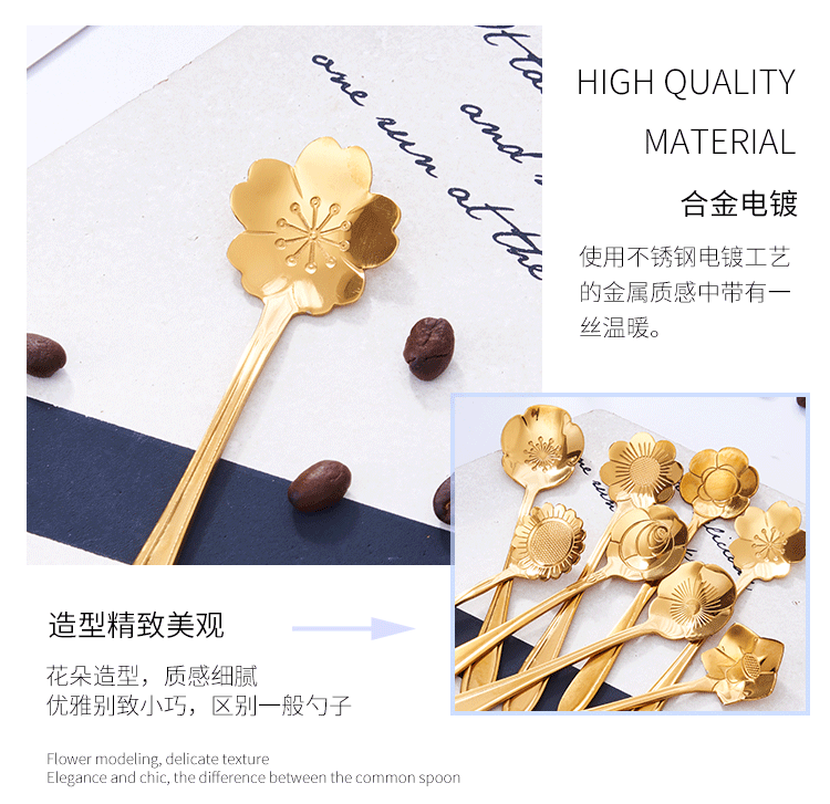 Muỗng cà phê inox phong cách Nhật Bản dễ thương khuấy thìa hoa anh đào thìa thìa khuấy thìa kem cánh hoa đẹp - Cà phê ly uống cafe độc đáo