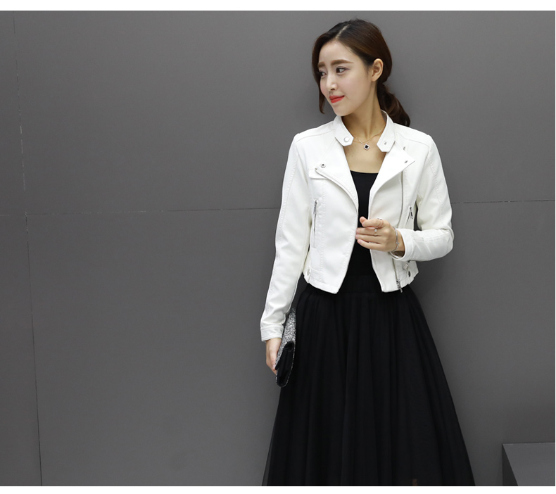 Đặc biệt hàng ngày phụ nữ mới da trắng hồng ngắn Short áo khoác mùa xuân và mùa thu da pu đầu máy phiên bản Hàn Quốc của chiếc áo khoác nhỏ áo khoác da thật