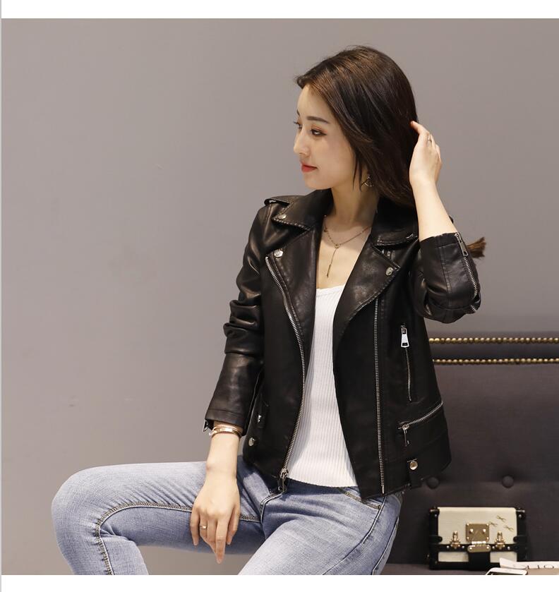 Áo khoác da nữ nhỏ ngắn pu da 2017 mùa xuân và mùa thu mới kích thước lớn Áo khoác da xe máy Hàn Quốc Slim triều áo khoác da zara