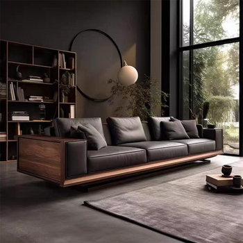 Three-person solid wood direct-row sofa 2025 new sales office office business negotiation sofa reception customer meeting