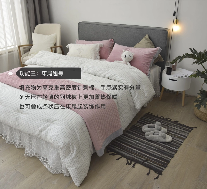 Mùa thu và mùa đông bông bên flannel bao gồm ba bộ bông nhung pha lê bộ đồ giường dày cặp gối khăn trải giường