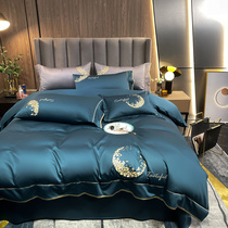 Five star hotel 100S gon satin long suede cotton four sets European-style bed with silk sliding quilt cover 2 m quilt cover sheet