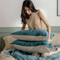 Pure colour velvet thickened double parquet pillowcase 48 * 74cm pair with a soft and warm short plush sleeve