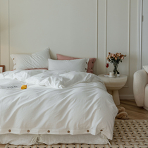 Day style Hotel Wind Class A baby grade pure cotton four sets minimalist pure white Minjuku bunk bed bedding