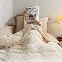 Class A baby suede milk suede 3D carved with four pieces of kit brief pure color winter thickened warm and soft glutinous bed supplies