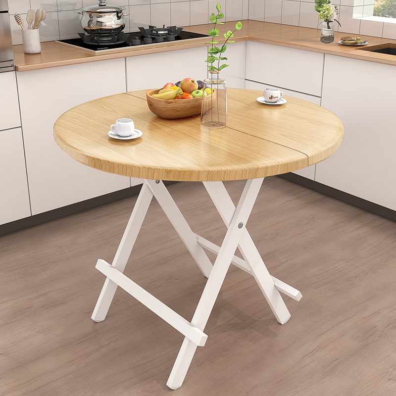 Folding table Home minimalist dining table Small family type rental house rental folding table Round table Easy-to-eat small table