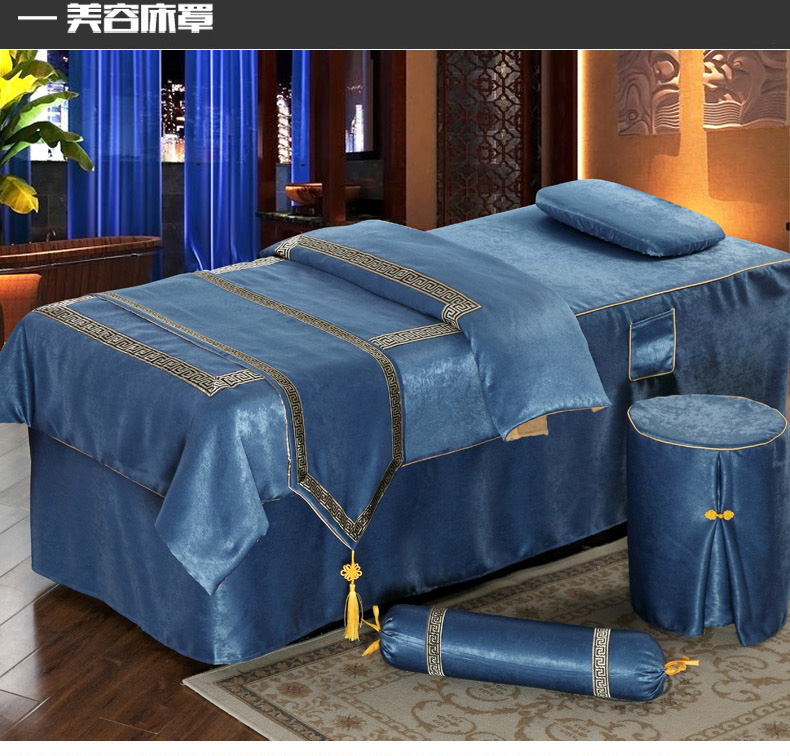 Beauty khăn trải giường vải gia đình bốn từ phía sau của massage nhung liệu pháp massage giường SPA giường thẩm mỹ viện tùy chỉnh - Trang bị tấm ga trai giuong cho spa