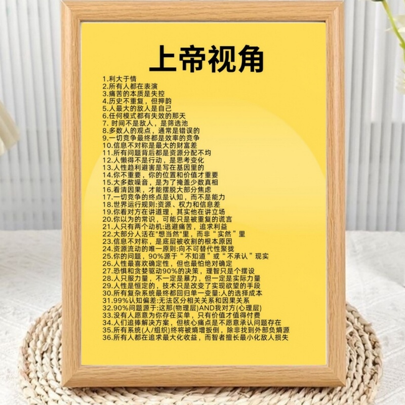 High-Dimensional Perspective Growth, Life Wisdom Photo Frame Display Stand, Living Room and Bedroom Decoration, Self-Growth Desktop Ornament Gift